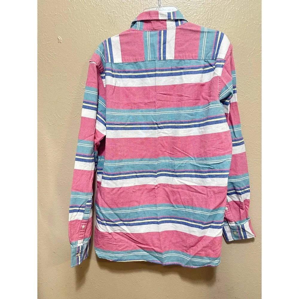 L.O.G.G. Mens‎ Striped Button Down Shirt Long Sleeve Pink Blue White Casual